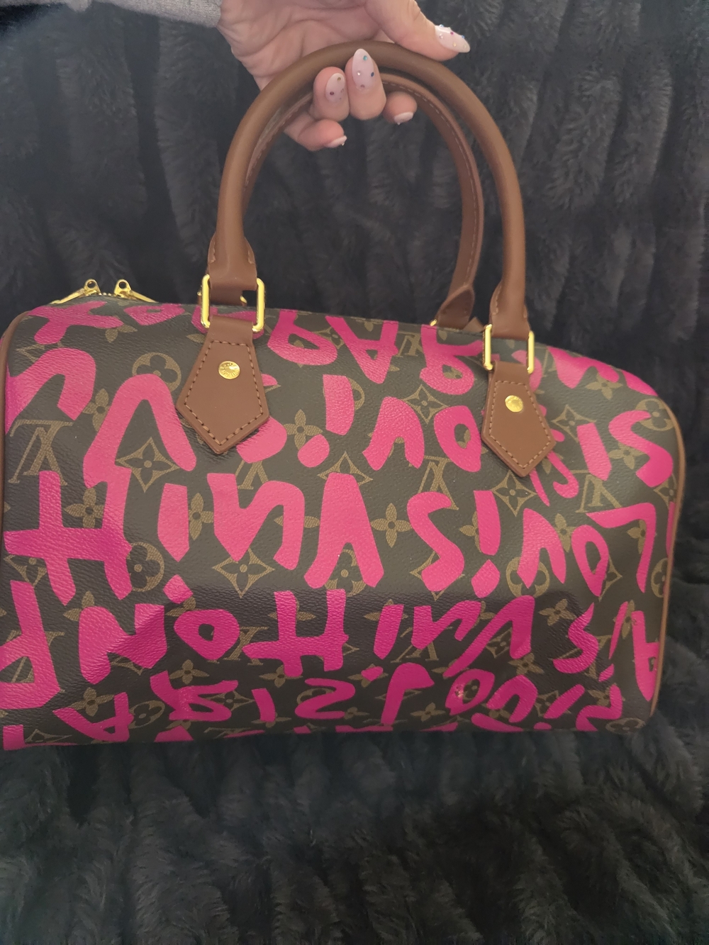 Vintage Pink Graffiti Speedy 30 Style Handbag - Picture 5 of 12